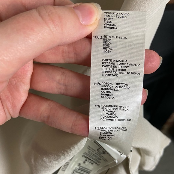 NWT Falconeri Designer Silk Off-White V-Neck Top, Size S - Picture 7 of 8